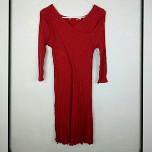 Valentine's Red knit dress 3/4 sleeve XS